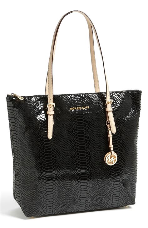 michael kors patent leather tote black|Michael Kors black quilted handbags.